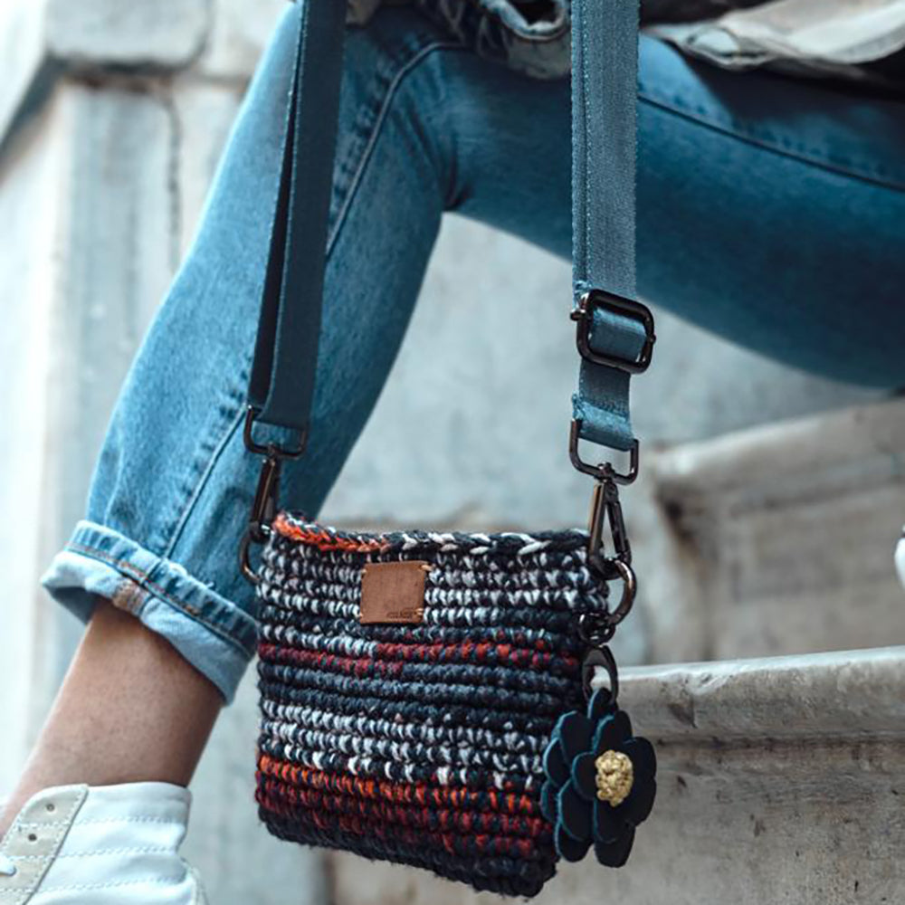 Hand-Made Hand Knitted Hand Bag Indigo