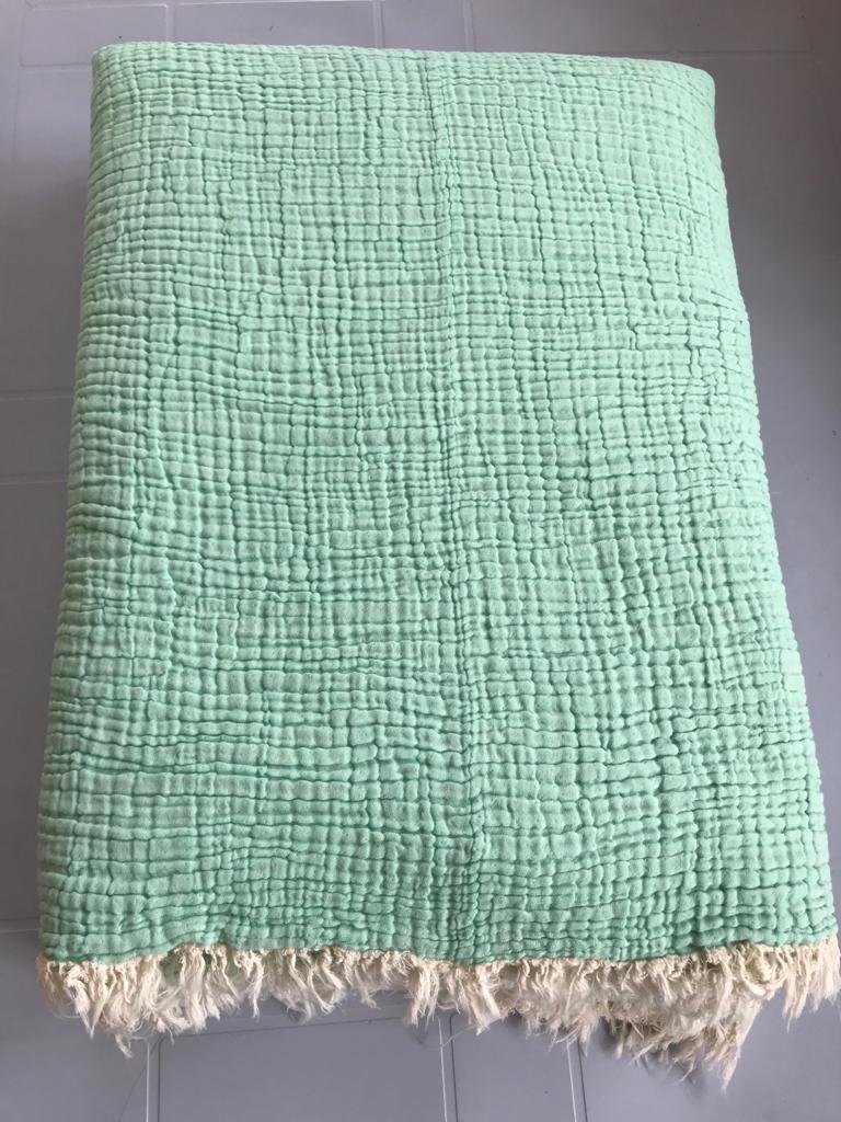 Natural Cotton Muslin Bed Cover - Blanket