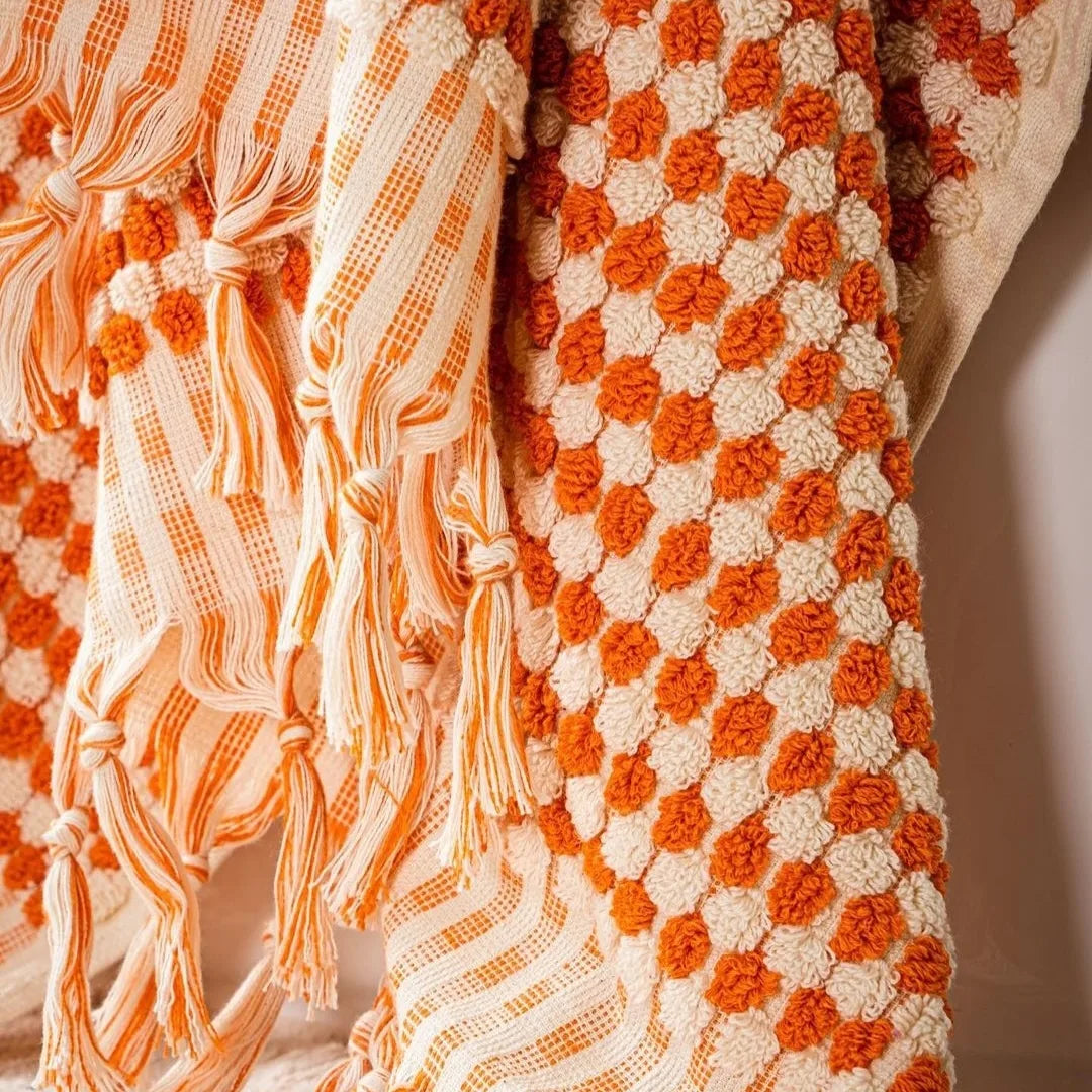 Turkish Hammam Bath Terry Towels Orange Dotted