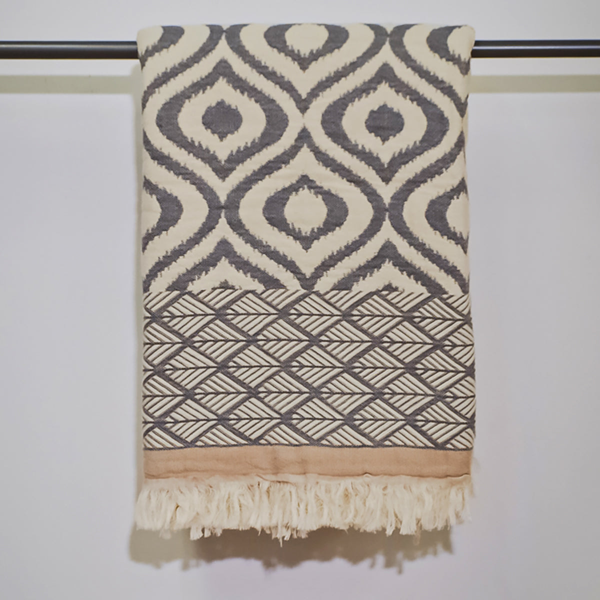 Ikat Design Turkish Towel Throw Blanket Gri