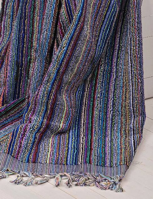 Turkish Hammam Bath Terry Towels Multi Indigo Stripe