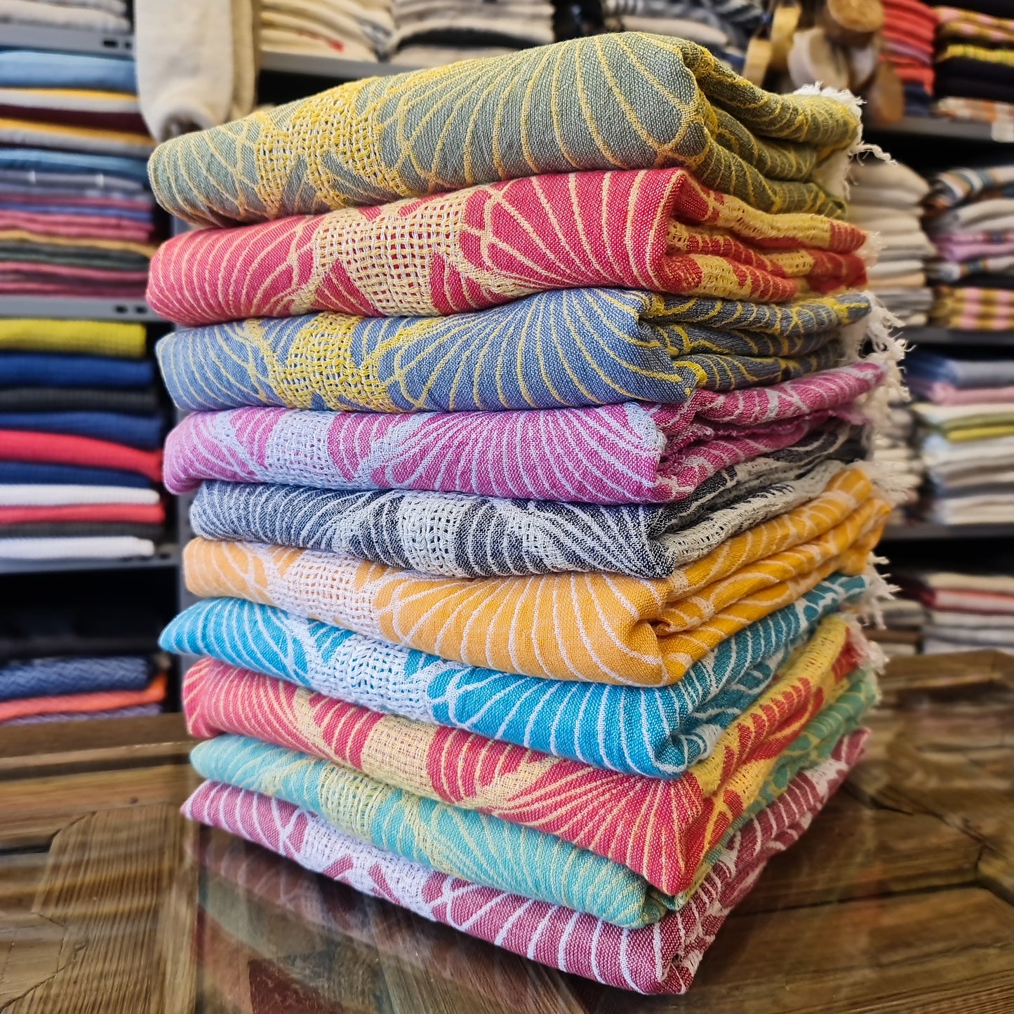 Jacquard Design Natural Cotton Turkish Towel Pestemal