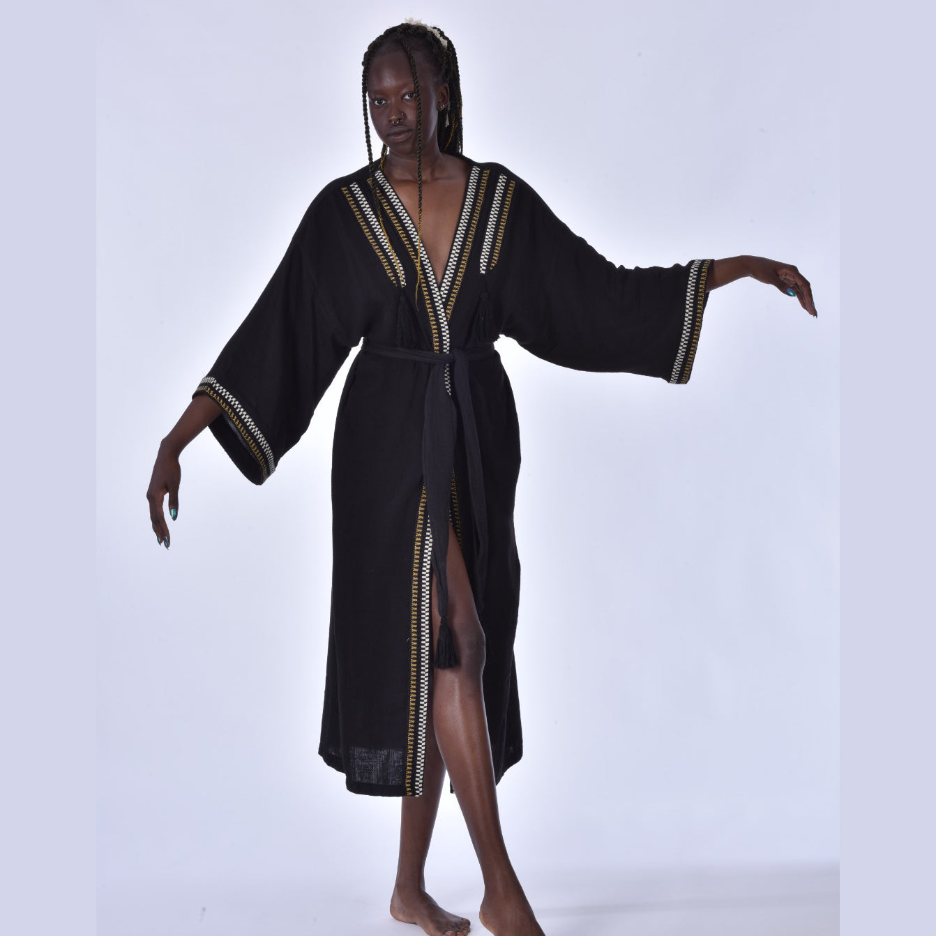 Kaftan Kimono Hand Made Borders Hand Woven