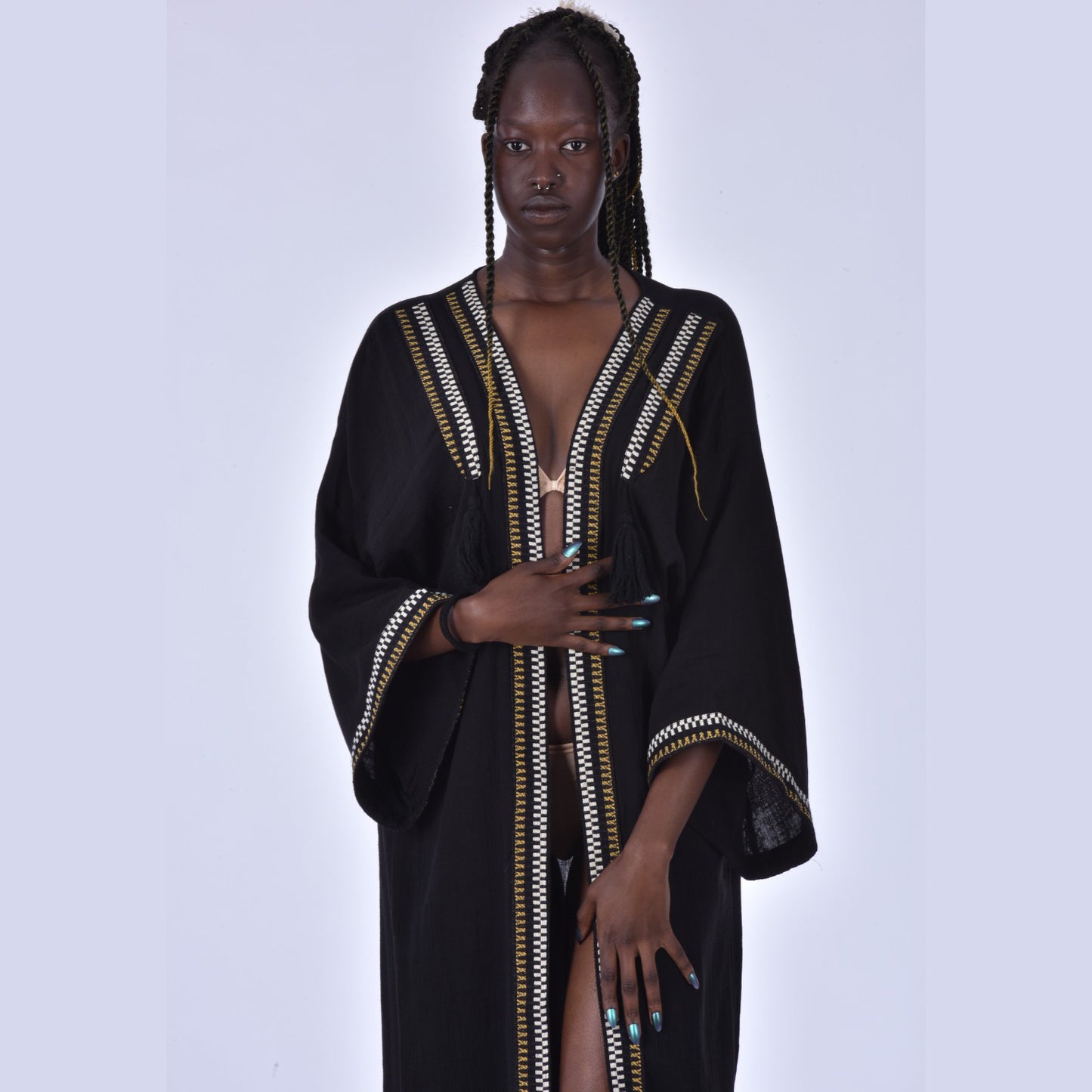 Kaftan Kimono Hand Made Borders Hand Woven