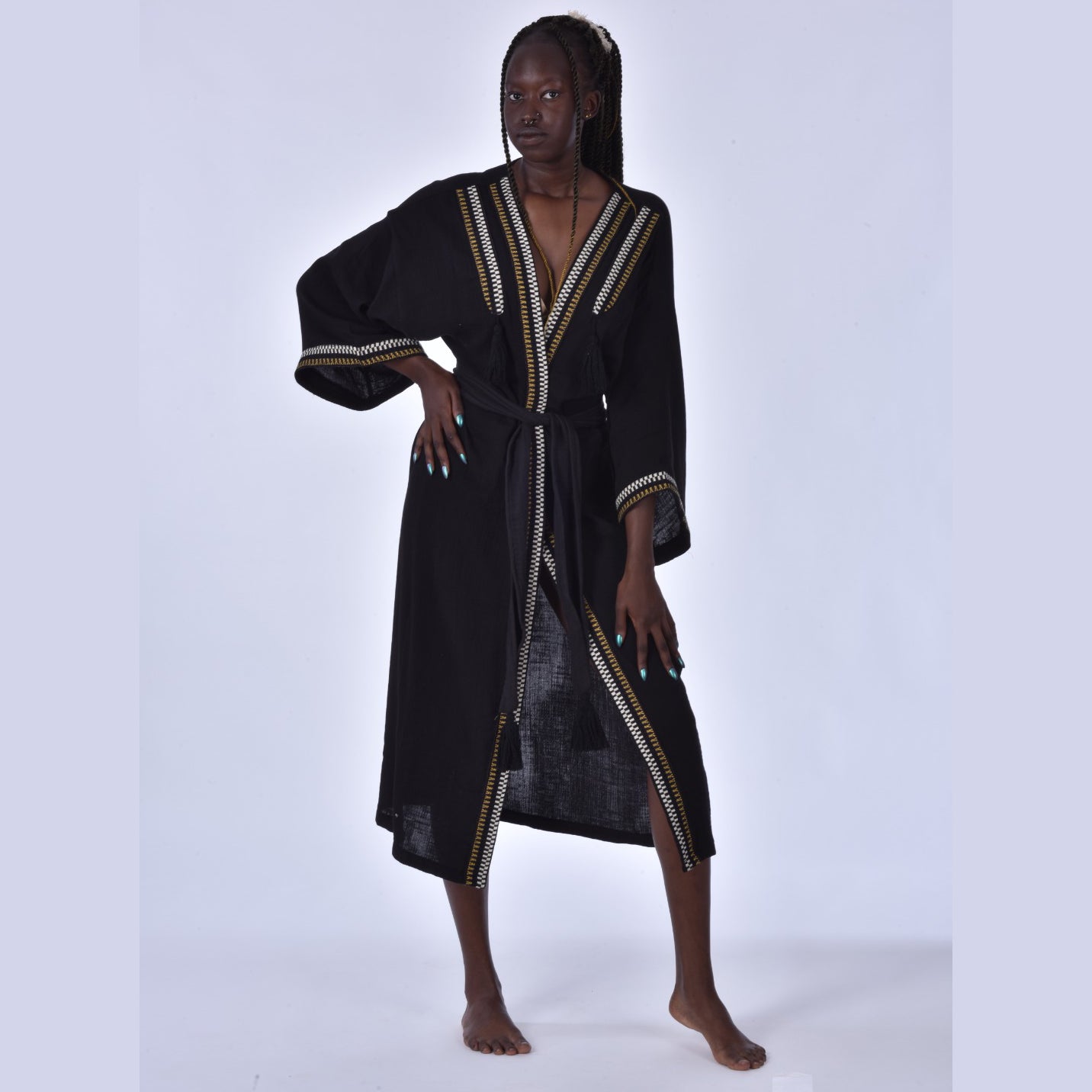 Kaftan Kimono Hand Made Borders Hand Woven