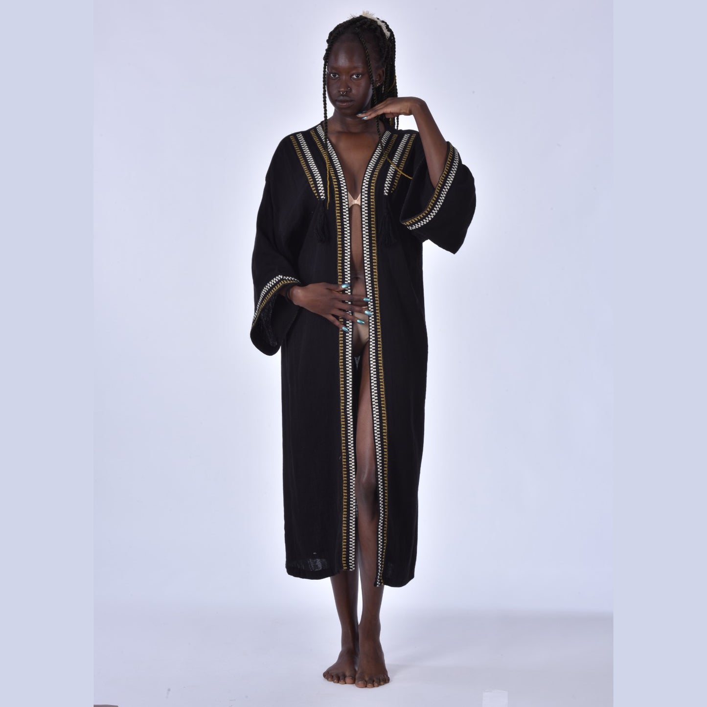 Kaftan Kimono Hand Made Borders Hand Woven