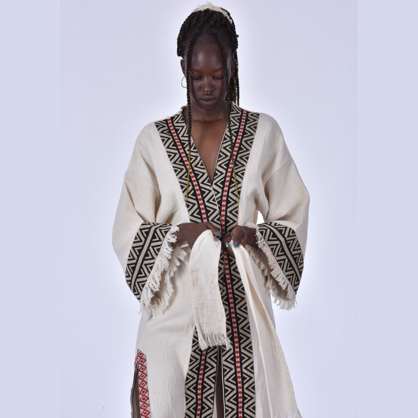 Kaftan Kimono Hand Made Borders Hand Woven