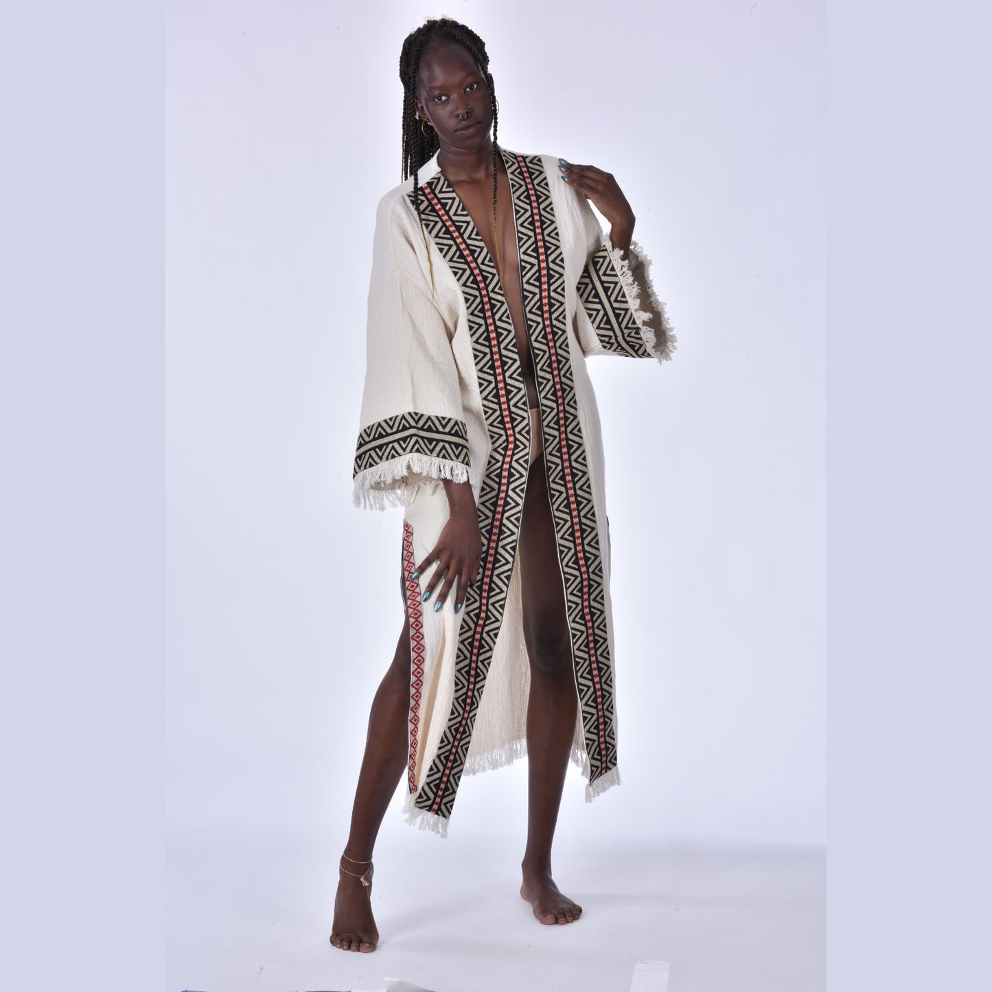 Kaftan Kimono Hand Made Borders Hand Woven