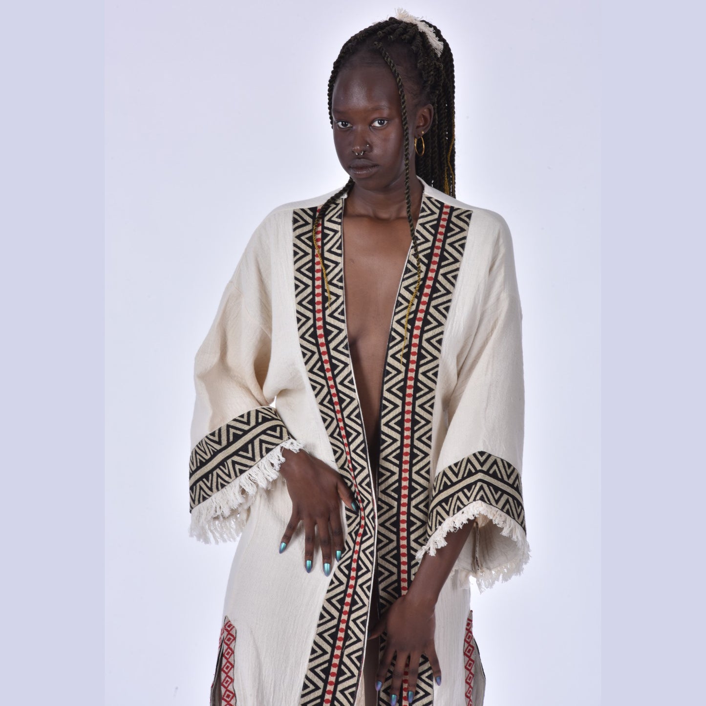 Kaftan Kimono Hand Made Borders Hand Woven