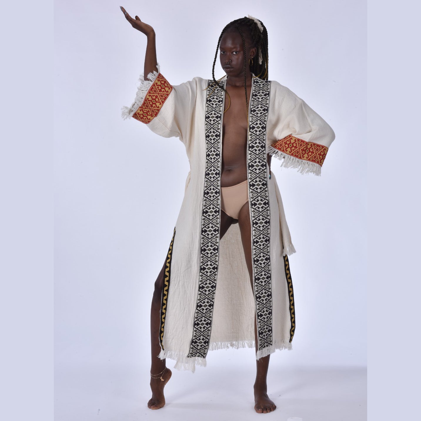 Kaftan Kimono With Kilim Fabric Borders