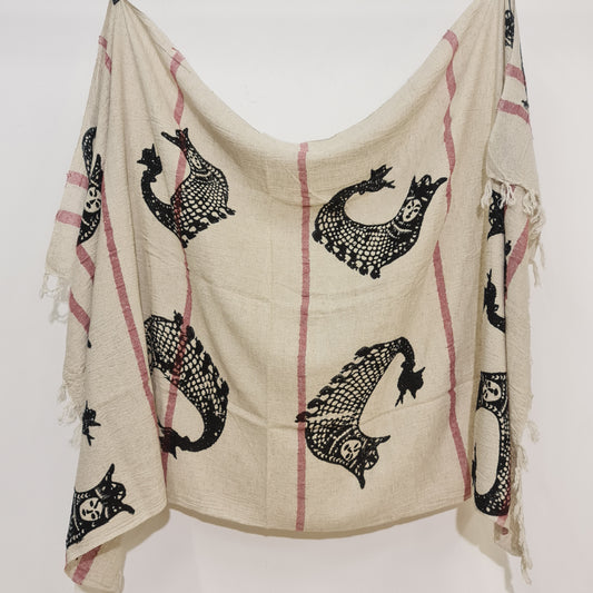 Linen Turkish Towel Pestemal Shahmaran Pattern