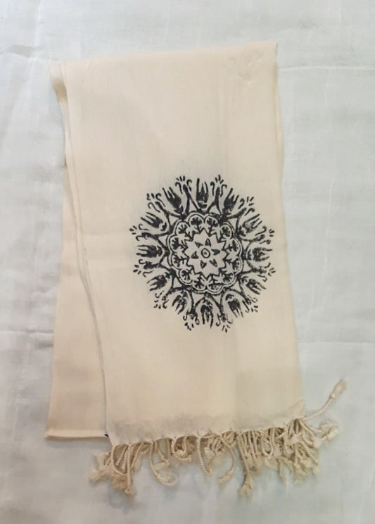 Linen Hand Print Turkish Towel - Mandala Design