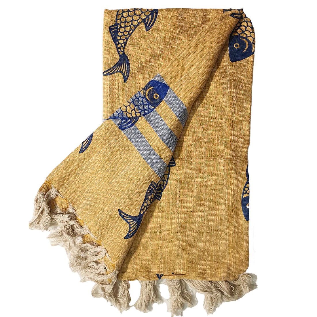 Linen Turkish Towel Pestemal Fish Pattern