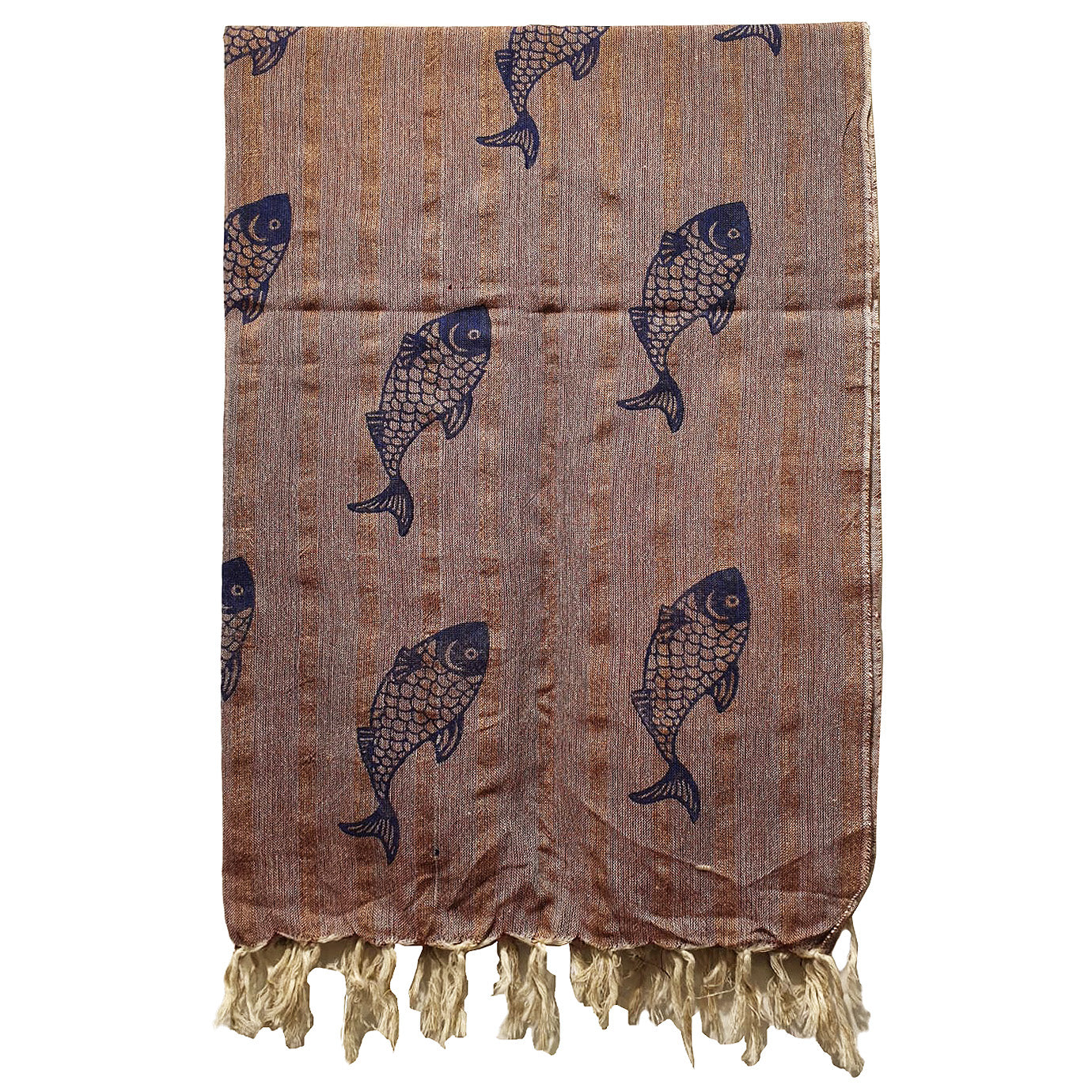 Linen Turkish Towel Pestemal Fish Pattern