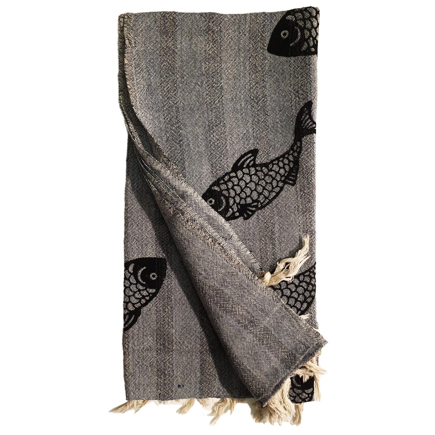 Linen Turkish Towel Pestemal Fish Pattern