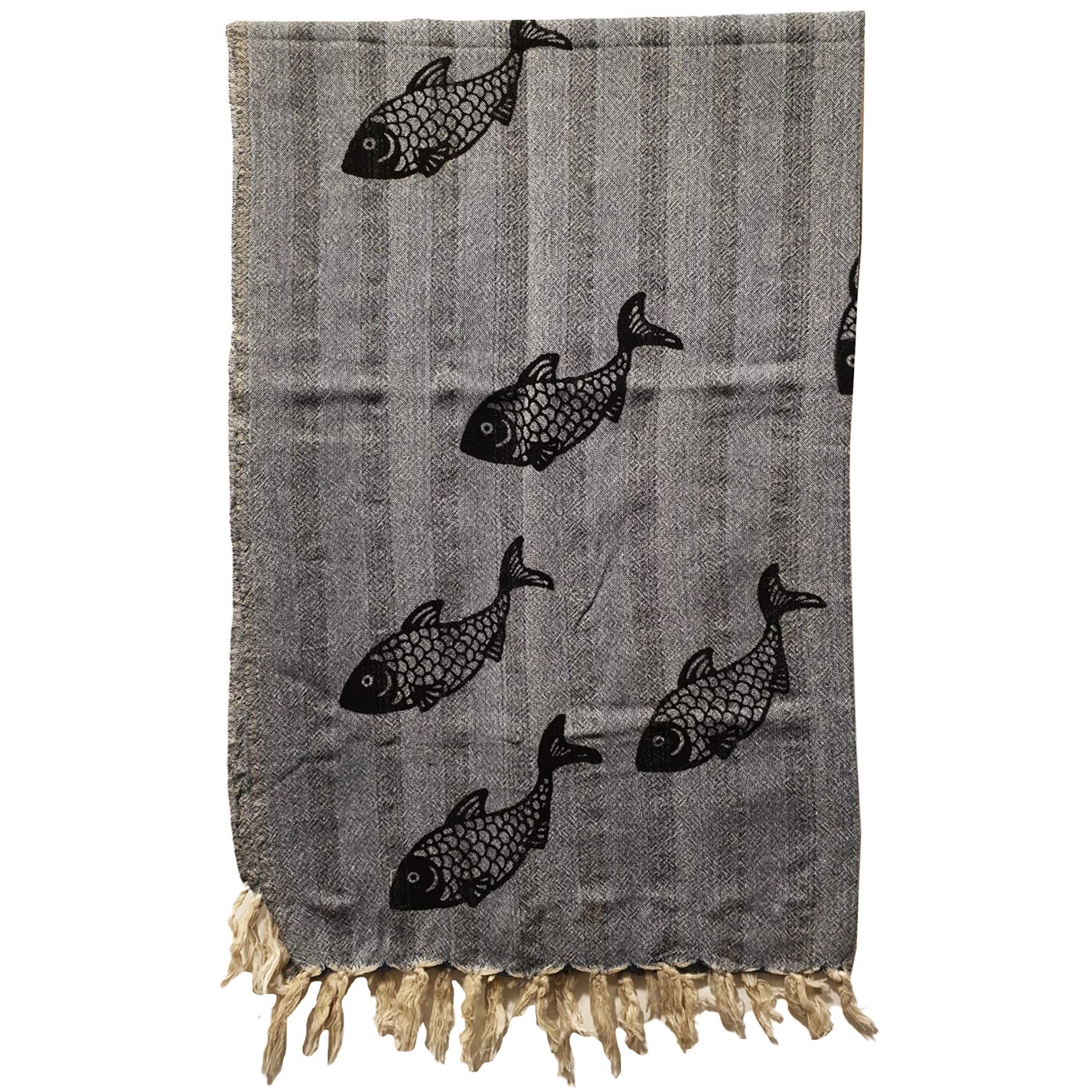 Linen Turkish Towel Pestemal Fish Pattern