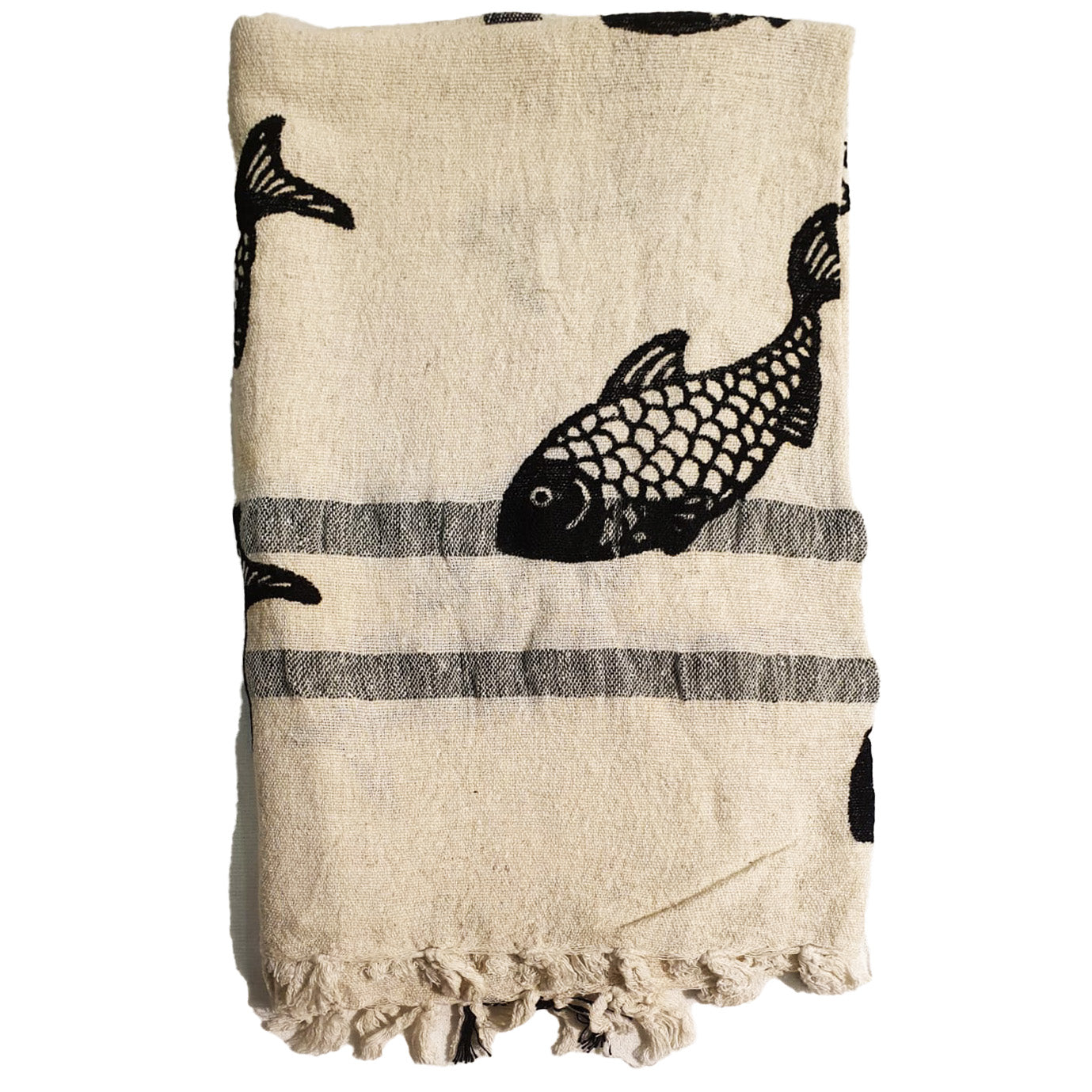 Linen Turkish Towel Pestemal Fish Pattern