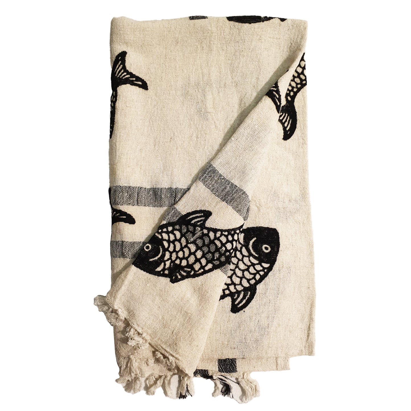 Linen Turkish Towel Pestemal Fish Pattern