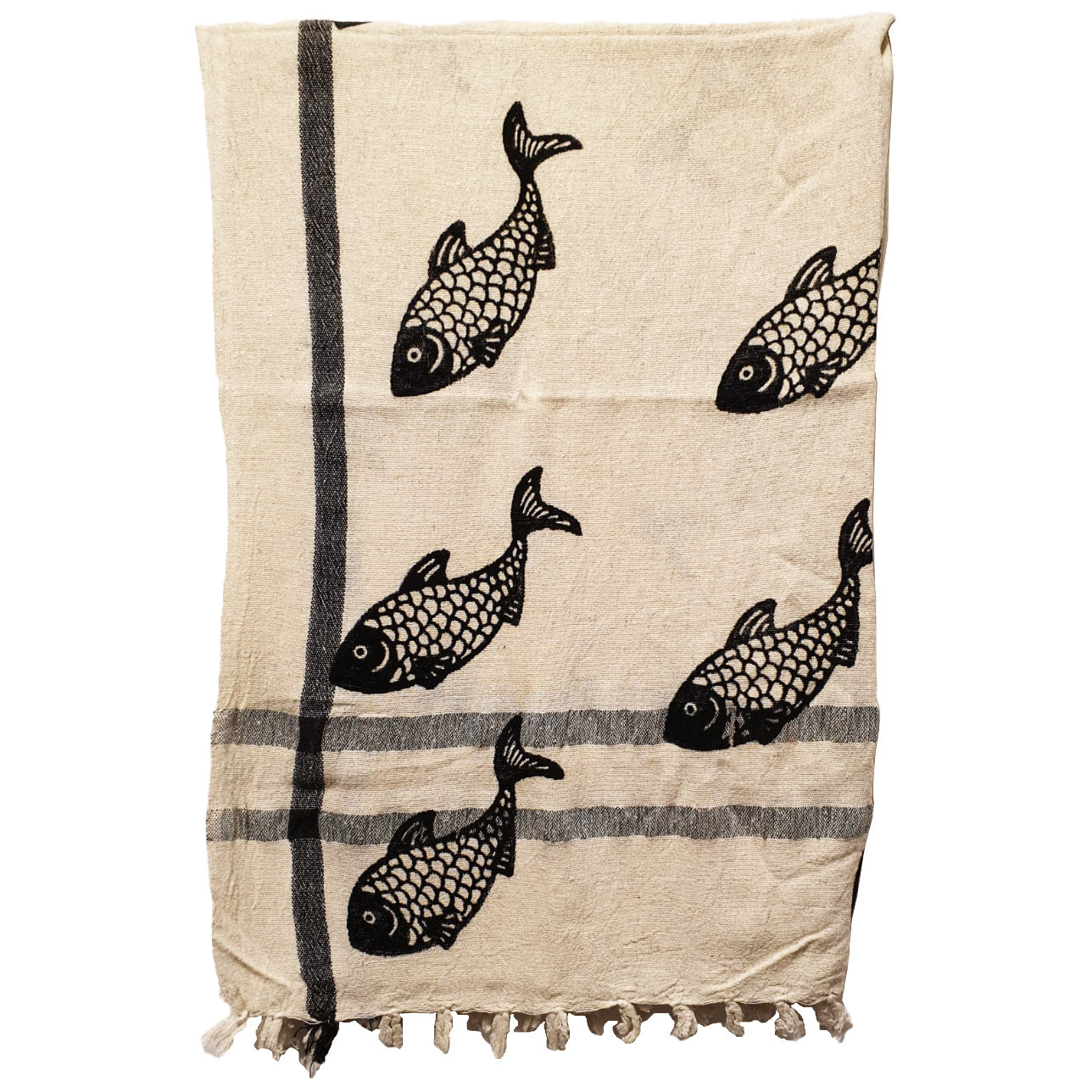 Linen Turkish Towel Pestemal Fish Pattern