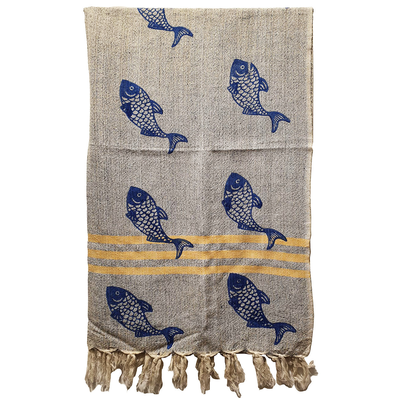 Linen Turkish Towel Pestemal Fish Pattern