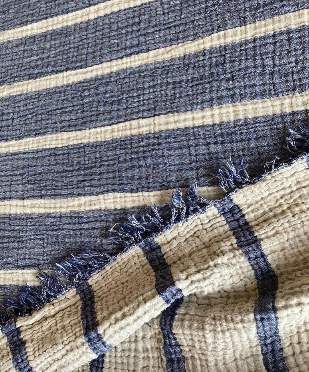 Muslin Natural Cotton Blanket Pillow Set Stripe Gauze Blanket for Adult