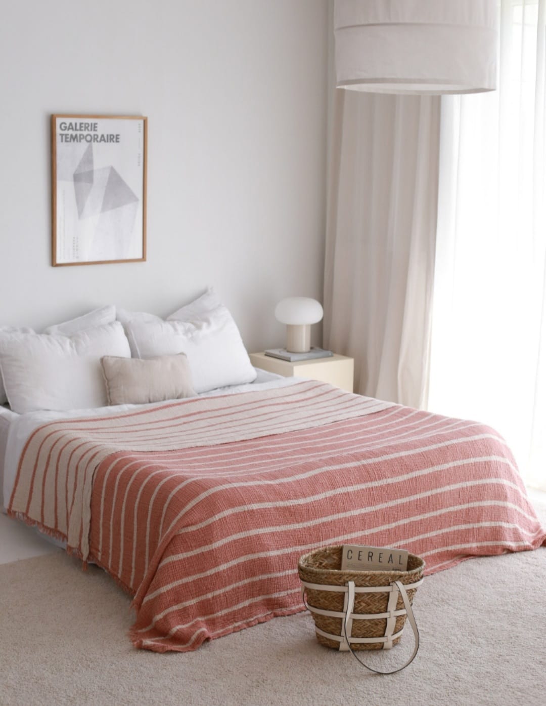 Muslin Natural Cotton Blanket Pillow Set Stripe Gauze Blanket for Adult