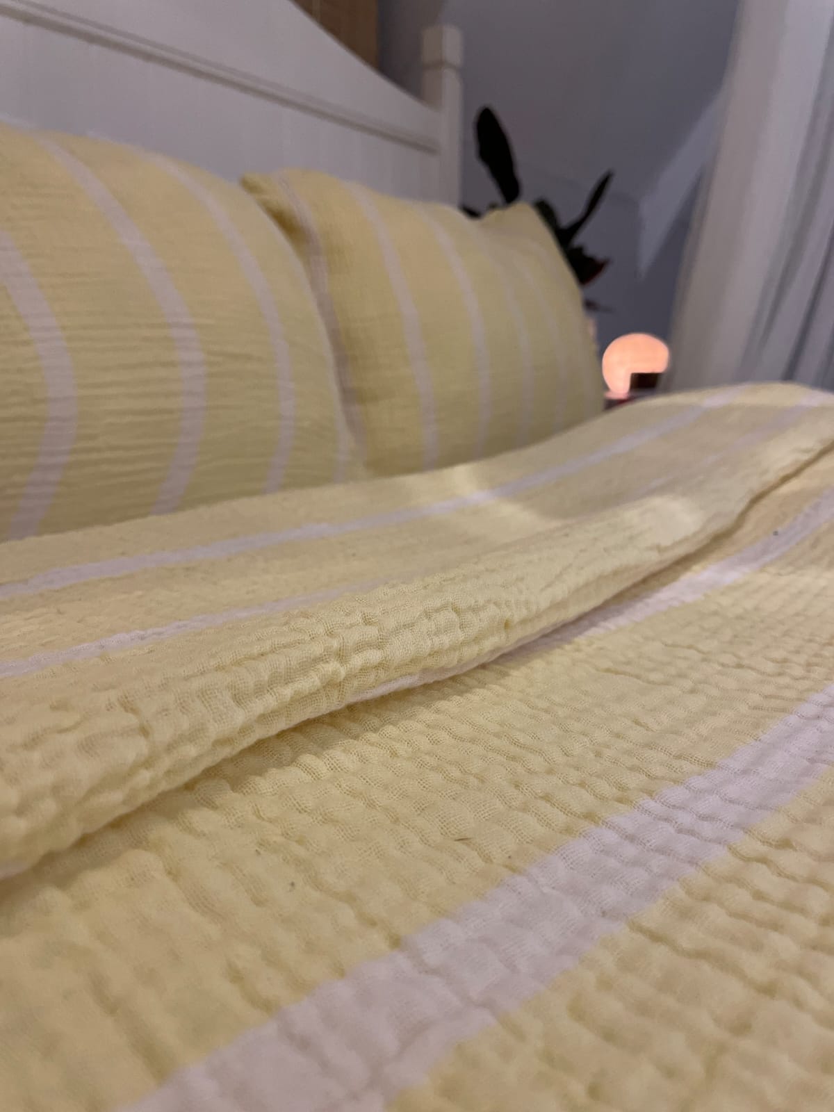 Muslin Natural Cotton Blanket Pillow Set Stripe Gauze Blanket for Adult