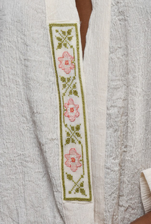 Natural Cotton Hand Embroidered Kimono