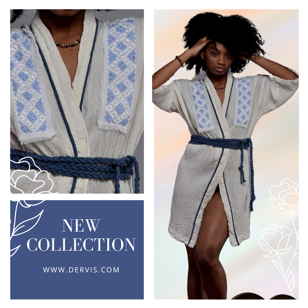 Natural Cotton Hand Embroidered Kimono