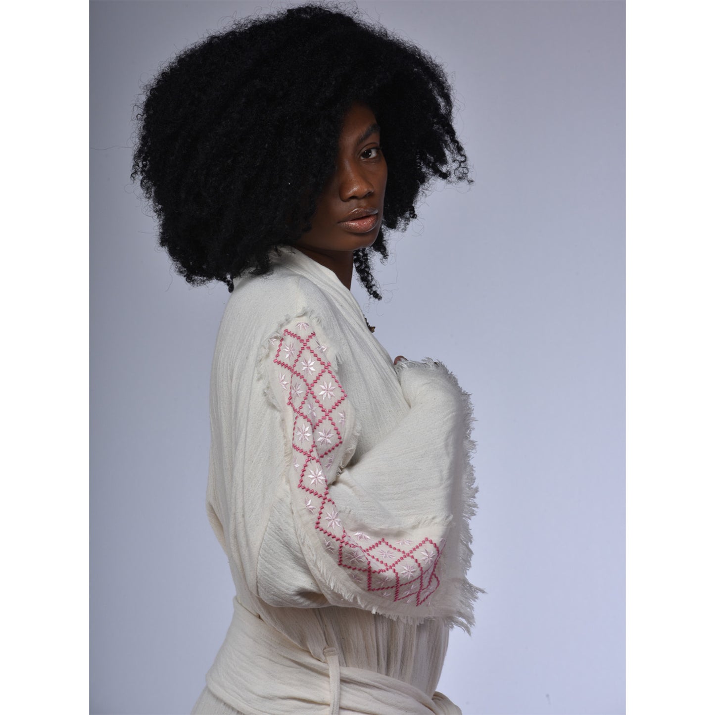 Natural Cotton Hand Embroidered Kimono