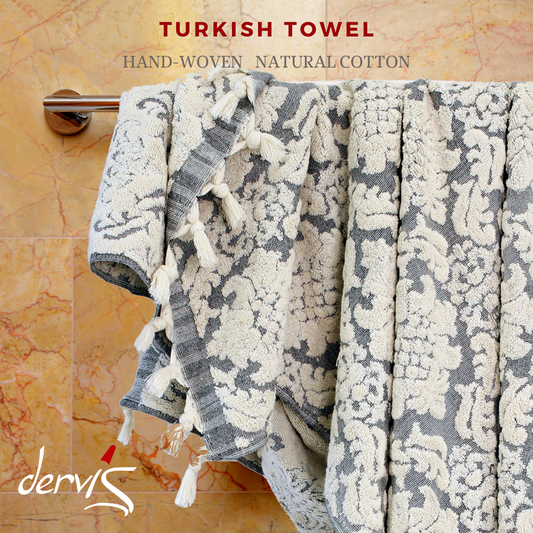 Natural Cotton Hand Woven Turkish Towel Terry Bath Towels