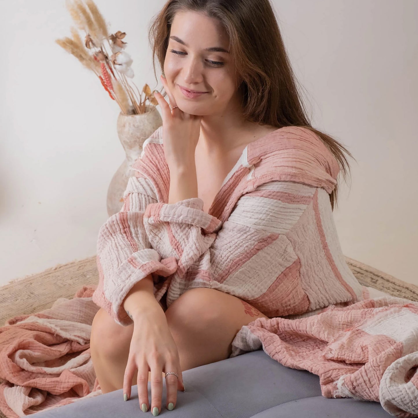 Natural Cotton Muslin Bathrobe
