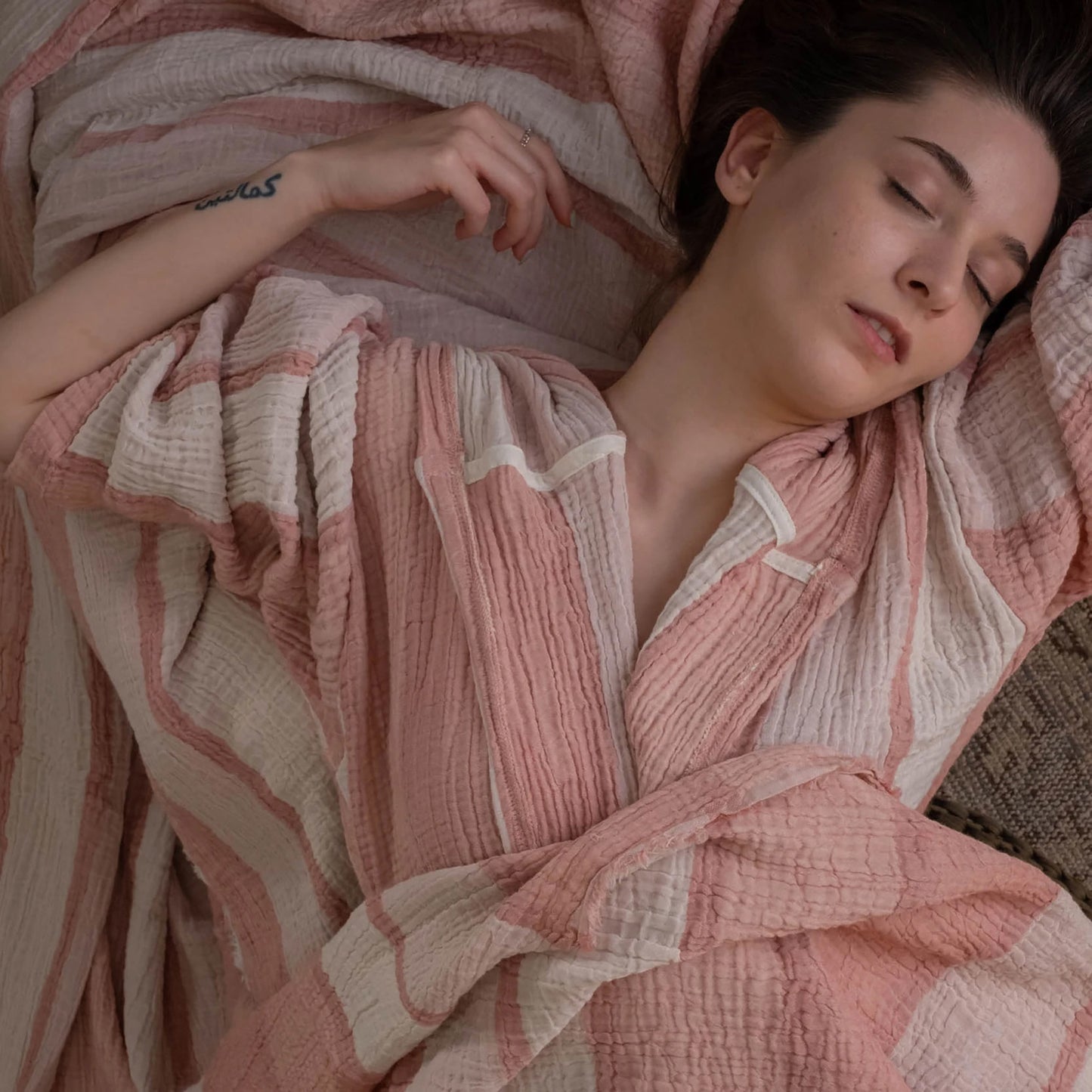 Natural Cotton Muslin Bathrobe