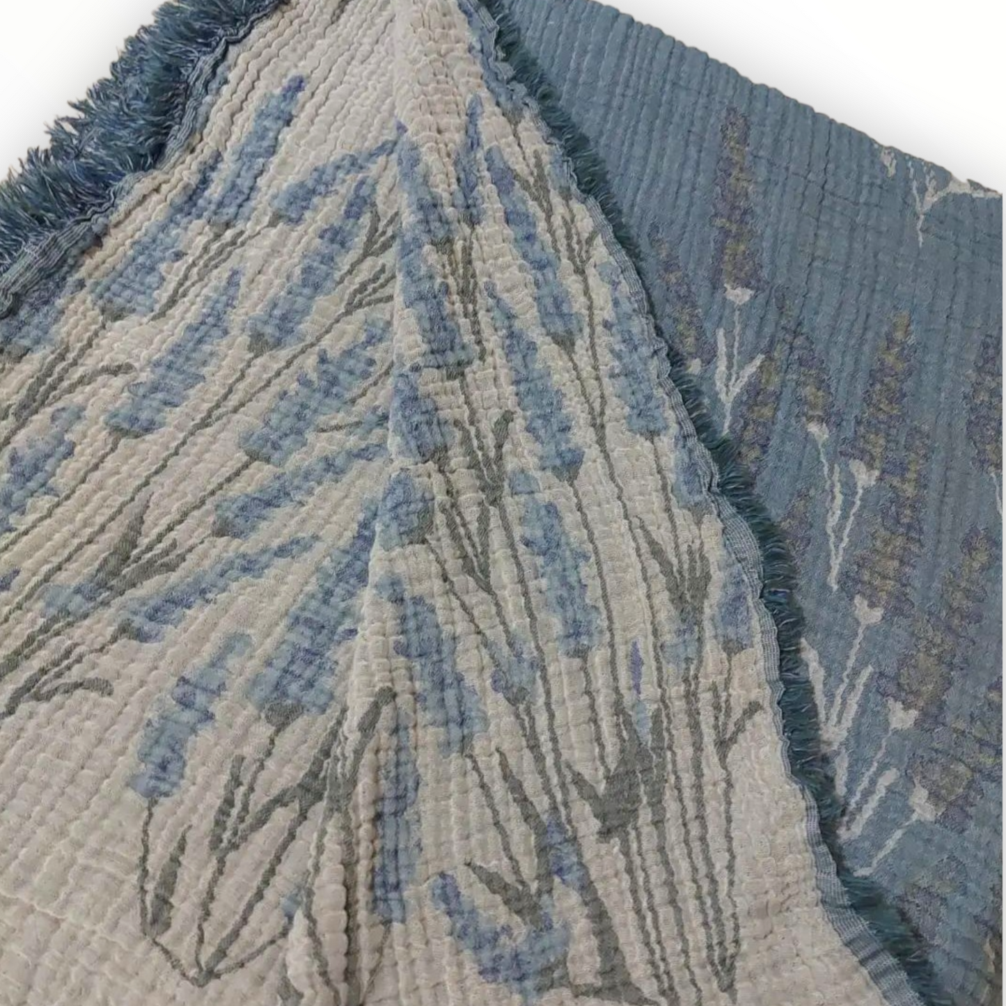 Natural Cotton Muslin Bed Cover for Adults Gauze Blanket Lavender Design