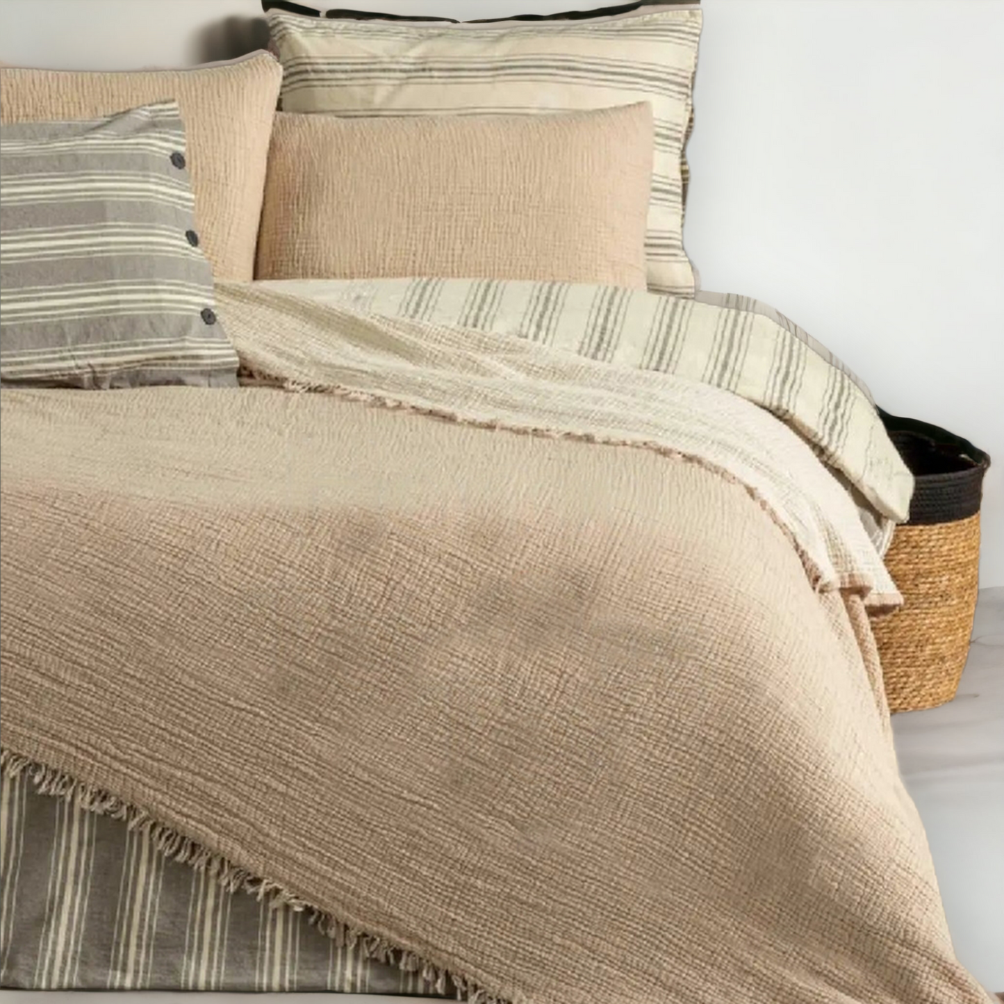 Natural Cotton Muslin Bedding for Adults Gauze Bed Cover Pillows