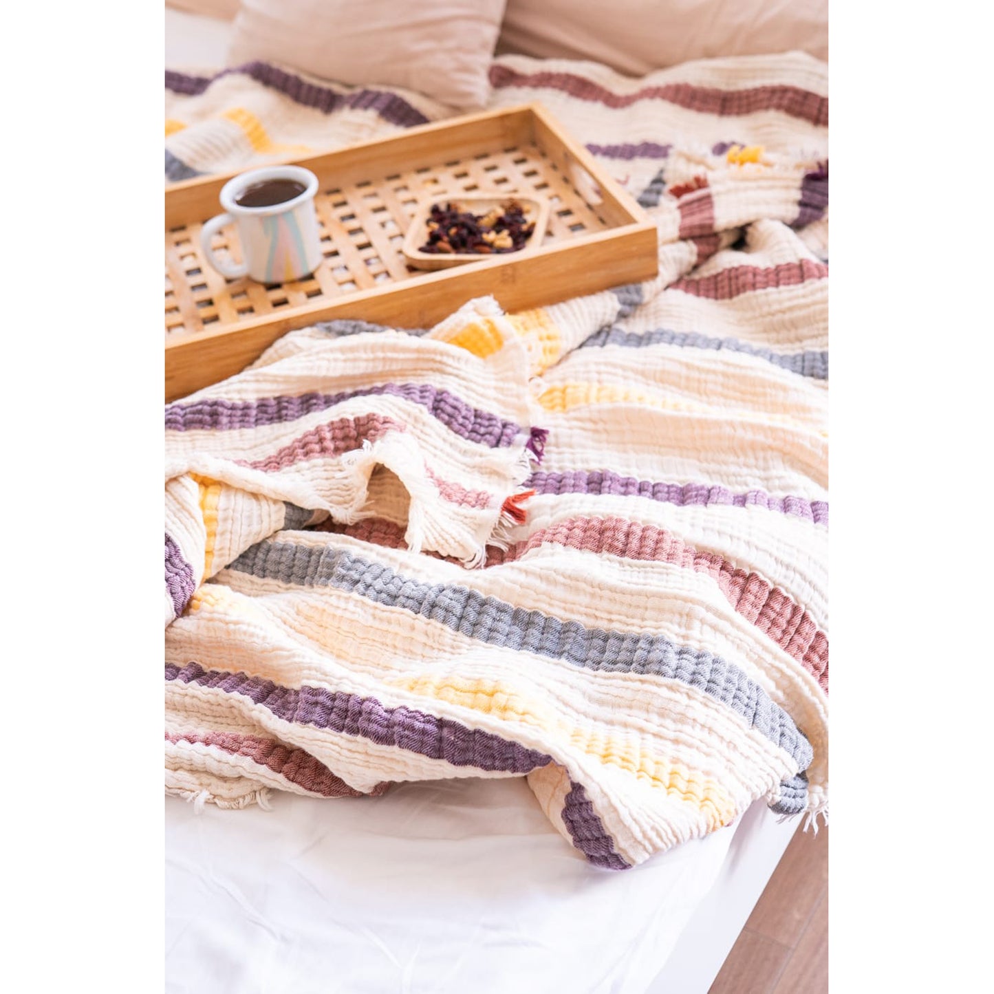 Natural Cotton Muslin Blanket Gauze Blanket Stripes