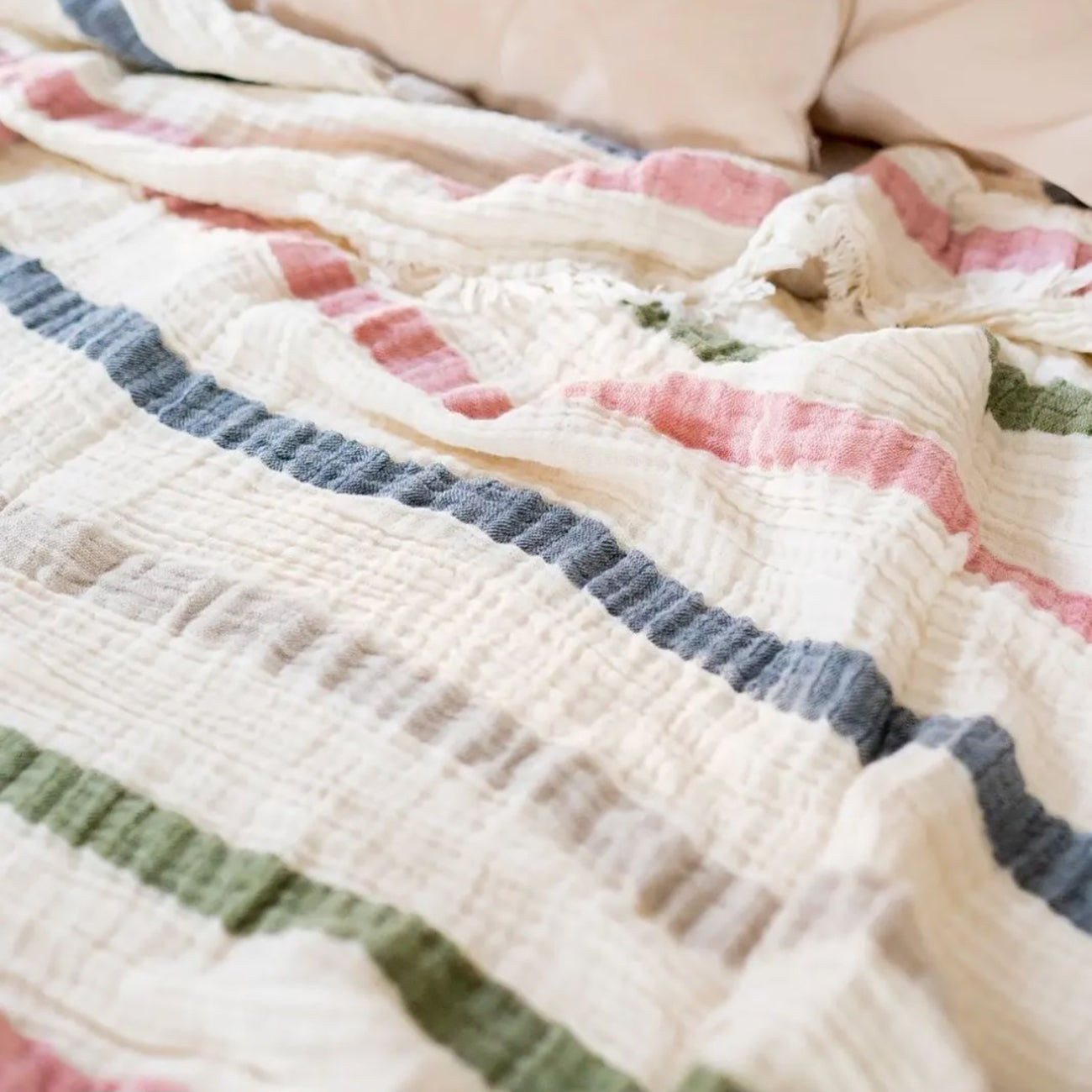 Natural Cotton Muslin Blanket Gauze Blanket Stripes