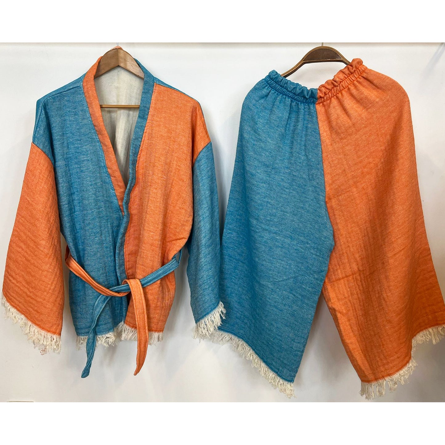 Natural Cotton Muslin Jacket Pants Set