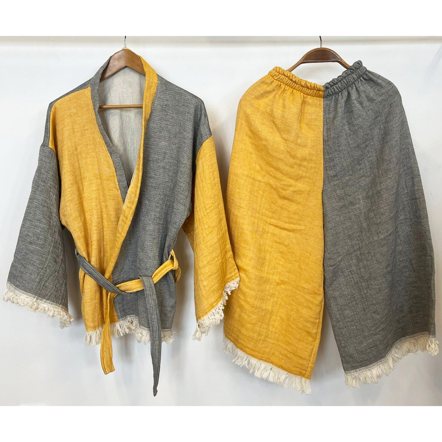 Natural Cotton Muslin Jacket Pants Set