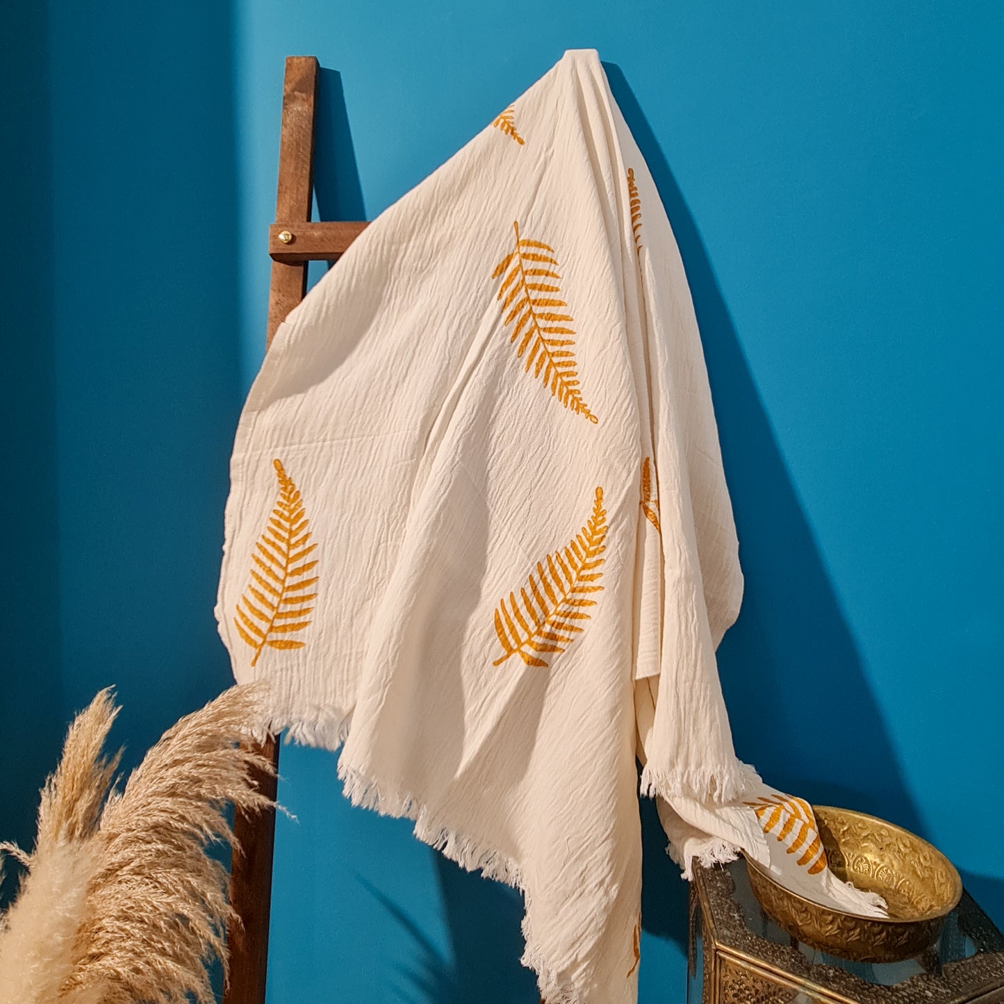 Natural Cotton Turkish Towel Pestemal Leave Design