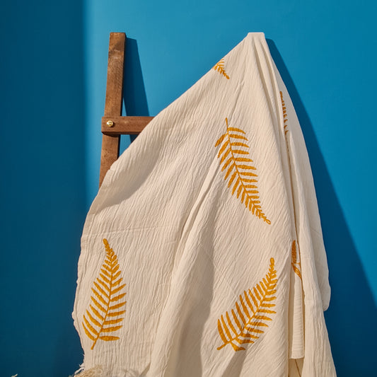 Natural Cotton Turkish Towel Pestemal Leave Design