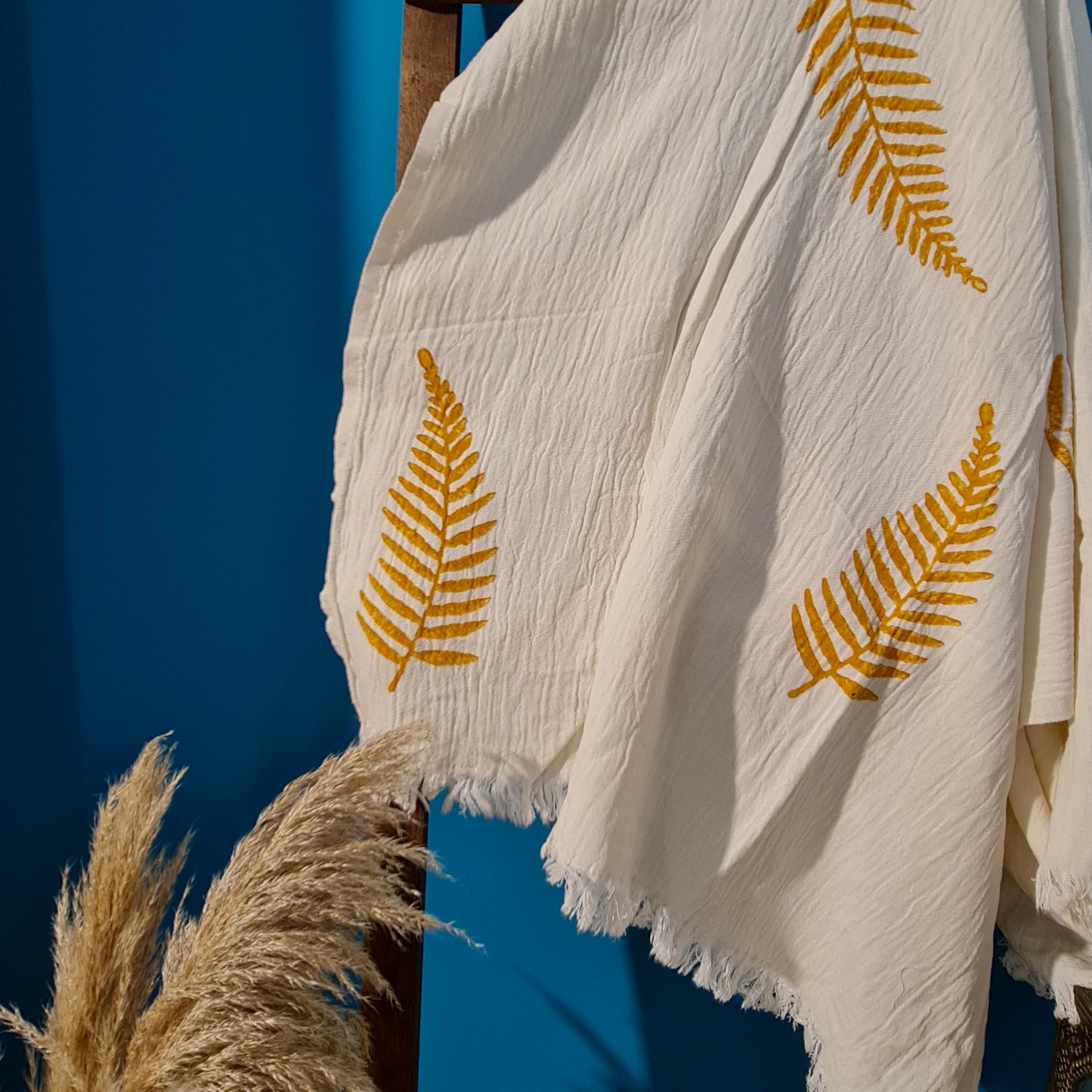 Natural Cotton Turkish Towel Pestemal Leave Design