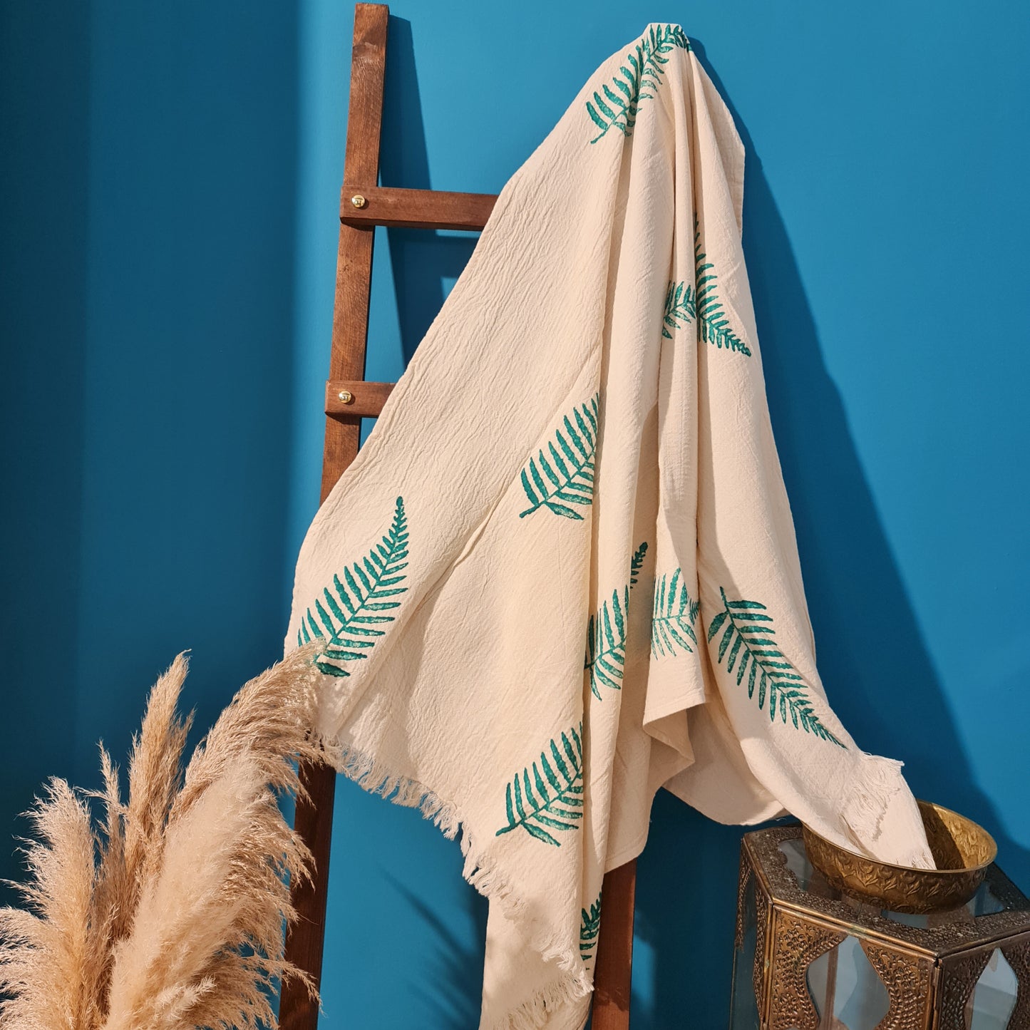 Natural Cotton Turkish Towel Pestemal Leave Design
