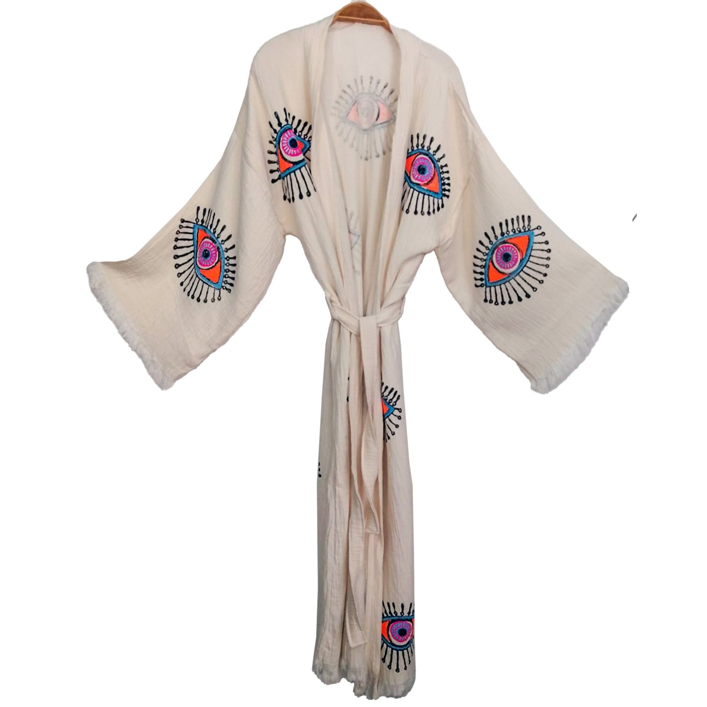 Pestemal Kimono Bathrobe Hand Print Eye Design