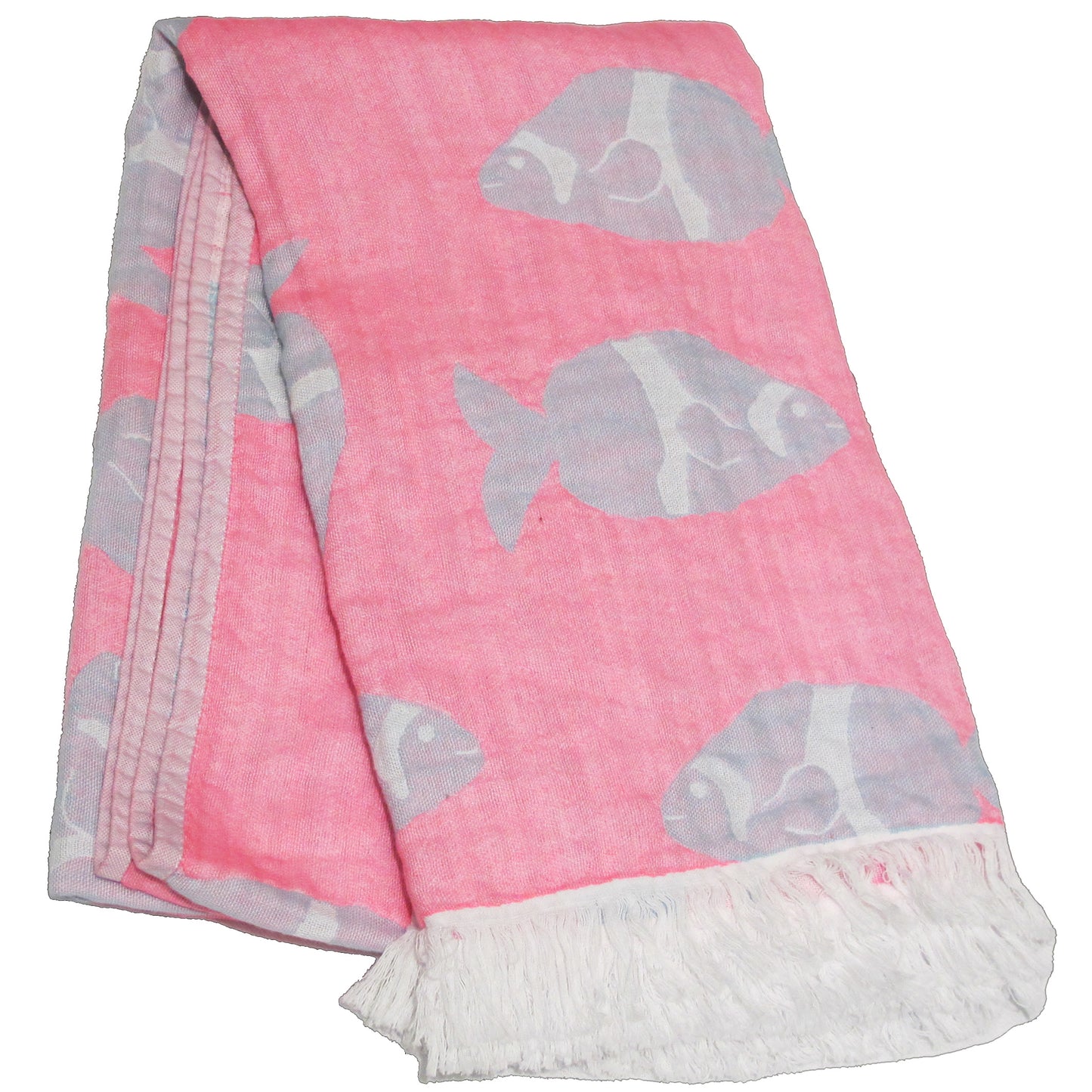 Pink Fish Pestemal Turkish Towel