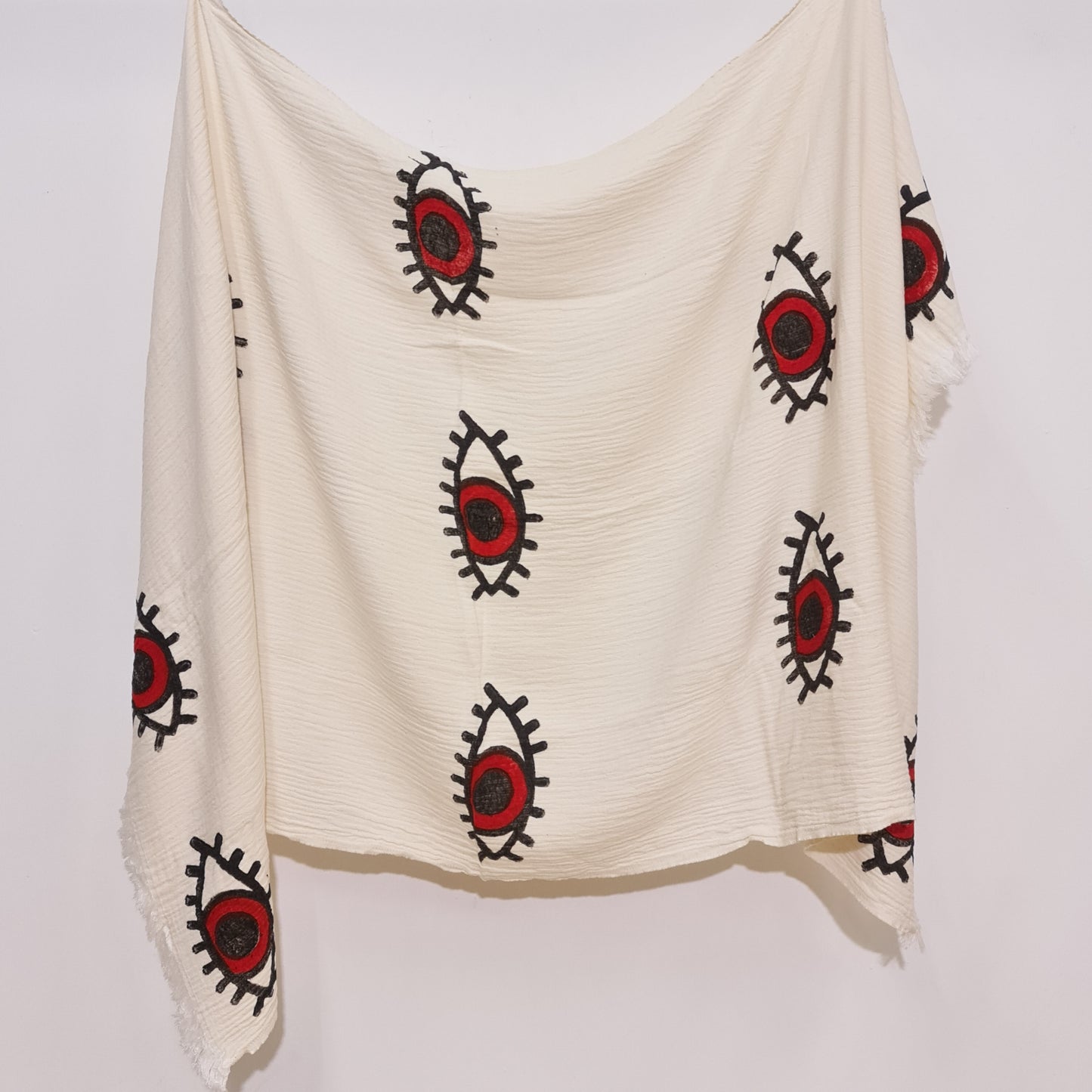 Three Layers Hand Woven Natural Cotton Turkish Towel Pestemal Evil Eye Design
