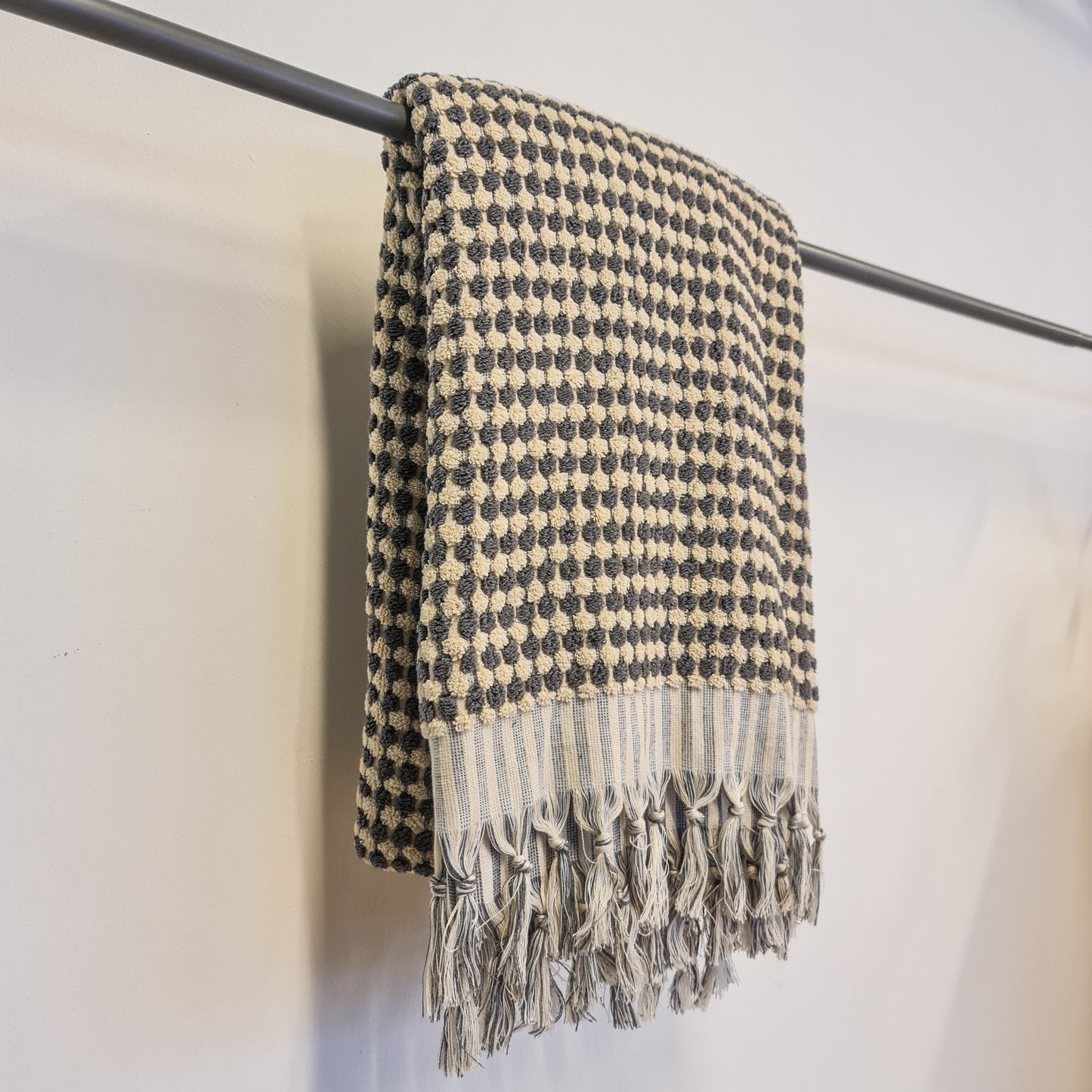 Turkish Hammam Bath Terry Towels Dark Grey Dotted
