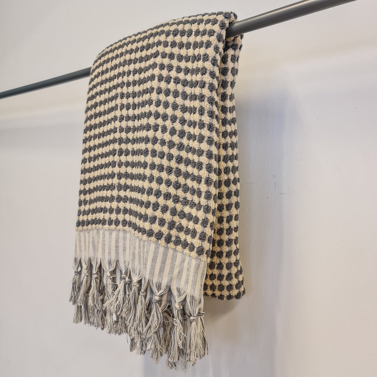 Turkish Hammam Bath Terry Towels Dark Grey Dotted