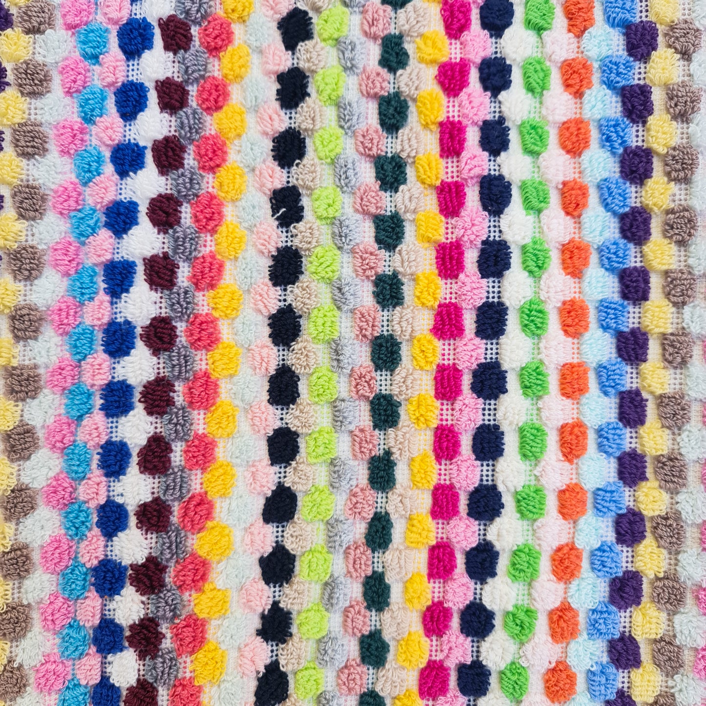 Handmade Turkish Terry Hammam Towel with Multi-Color Dotted Design – Luxury Cotton Bath Towel with Fringe Edges