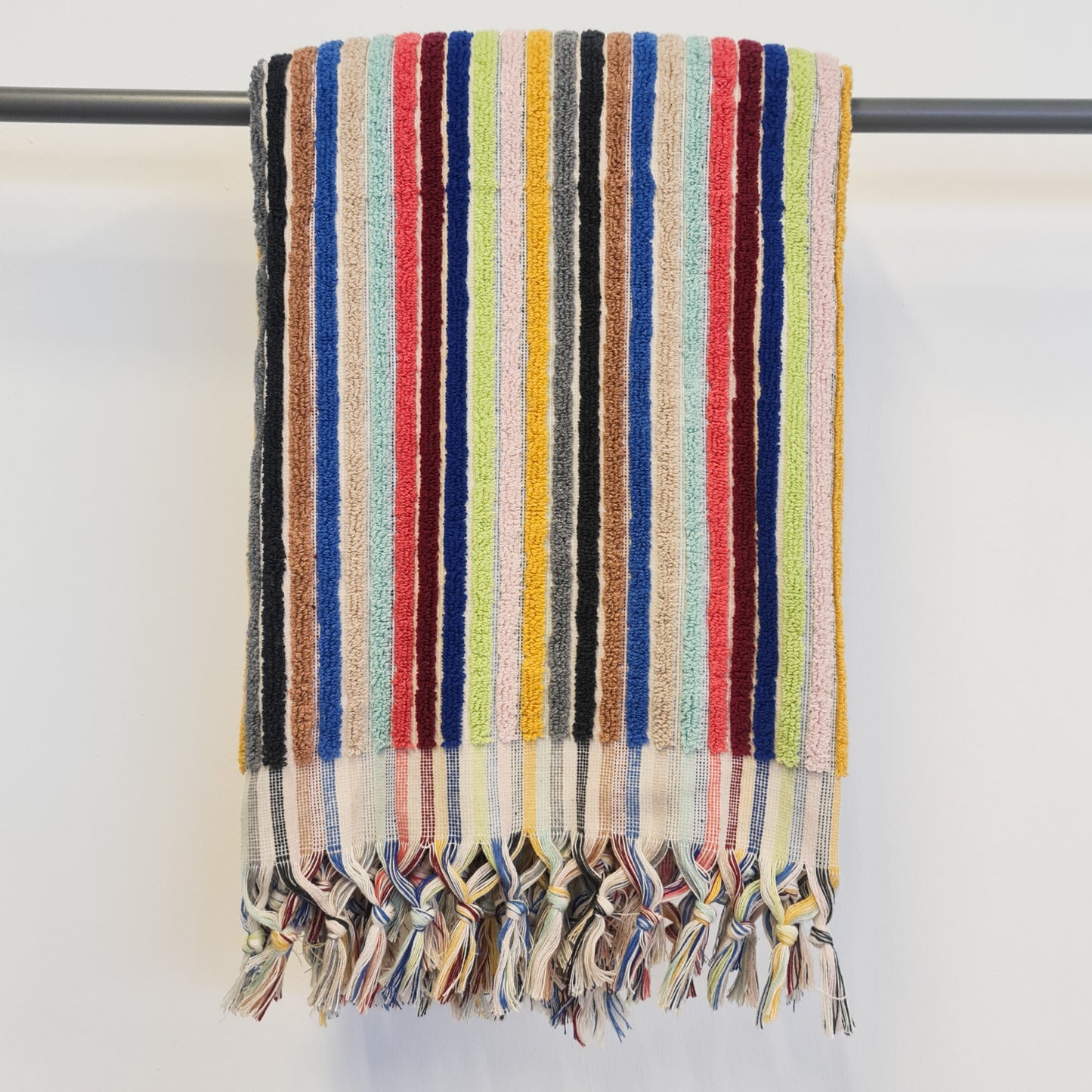Turkish Hammam Bath Terry Towels Multi Color Stripe with Indigo